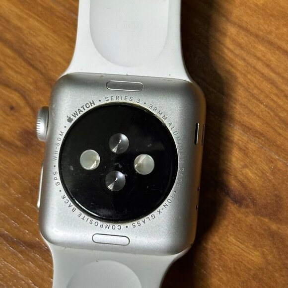 Apple Watch Series 3 Silver 38mm White Silicone Sport Band Aluminum Case - Picture 9 of 12